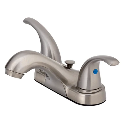 Lavatory Faucet With Pop-Up, Centerset, 2 Lever Handles, Brushed Nickel