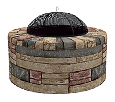 Breckenridge Faux Stone Round Wood-burning Fire Pit With Accessories