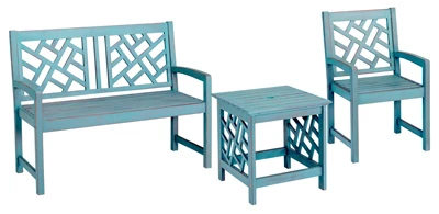 Portland Patio Arm Chair in Blue Distressed Hardwood Finish
