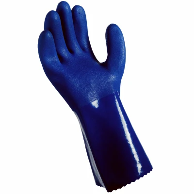 Grease Monkey PVC Chemical Gloves, Long Cuff, Blue, Men's L