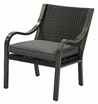 Canmore Patio Dining Chair, Woven Espresso Back, Graphite  Seat Cushion, Aluminum Frame