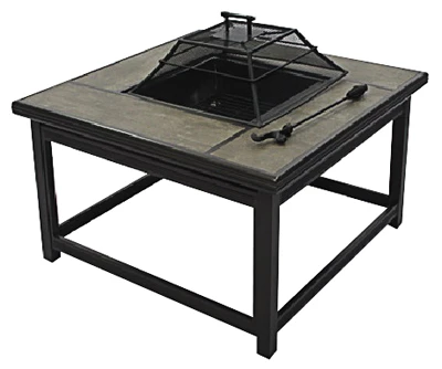 St. Augustine Wood Burning Firepit, 40-inch Square With Tile Top