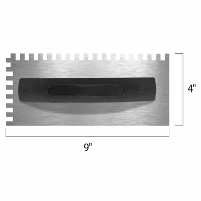9 In. W X 4 In. L Steel Square Notched Trowel For Tile And Stone