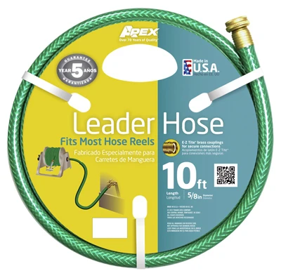 Leader Hose, 5/8-inch X 10-feet, Reinforced Vinyl With Brass Couplings