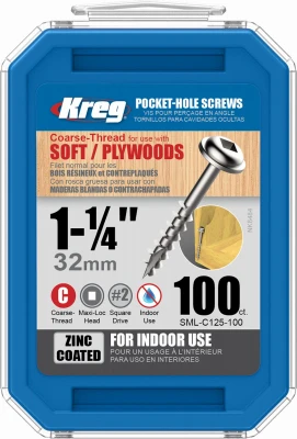 Pocket-Hole Screws, Coarse, 1.25-In., 100-Pk.