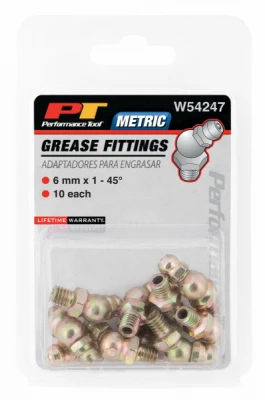 6mm x 1 Grease Fitting,45-Degree, 10-Pk.
