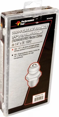 Grease Fittings, Short Straight, 1/4-In. x 28 Thread, 100-Pk.