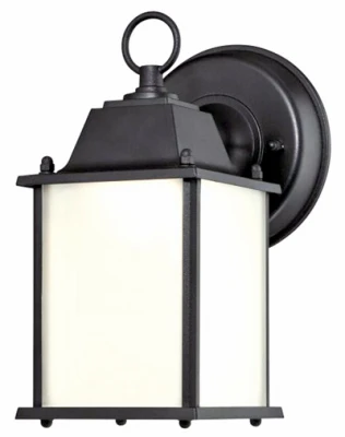 LED Wall Lantern Fixture, Frosted Glass, Black, 8-1/2 x 4-1/2 In.