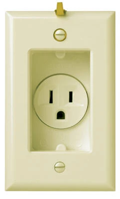 Pass and Seymour Clock Hanger Receptacle with Smooth Wall Plate, Ivory, 15 Amp, 125 Volt
