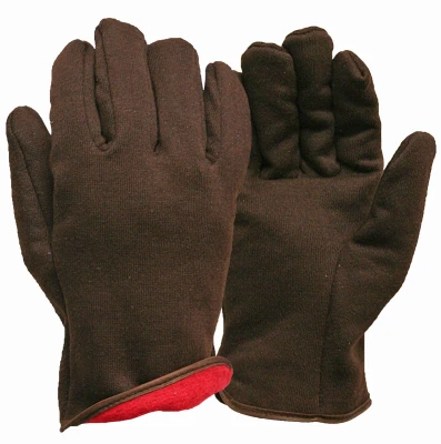 Jersey Winter Work Gloves, Brown Fleece Lined, Men's Large