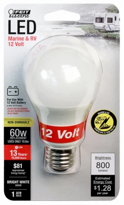 LED Light Bulb, Marine & RV, A19, Warm White, 800 Lumens, 10.5-Watts