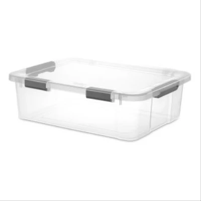 Hinge Lid Clear Storage Container Box 40 Quart Capacity