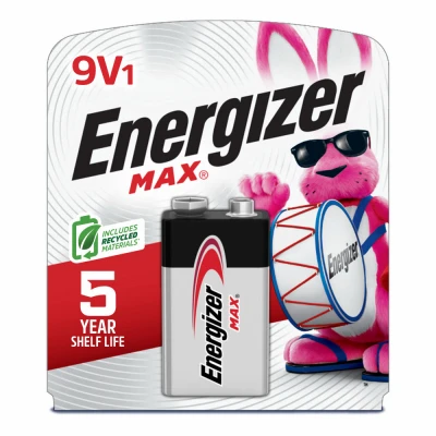 Max 9V Battery, 9 Volt Alkaline Battery, 1-Pack