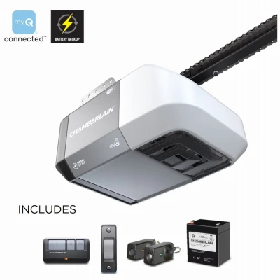 Smart Wi-Fi Garage Door Opener with Chain Drive, Battery Backup, 0.5 Horsepower