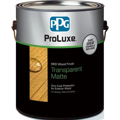PPG ProLuxe 1 gal. Teak RE SRD Exterior Transparent Matte Wood Finish PPG ProLuxe 1 gal. Teak RE SRD Exterior Transparent Matte Wood Finish