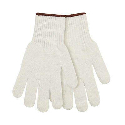 String Knit Poly/Cotton Gloves, White, Men's M