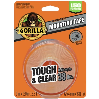 Tough and Clear Mounting Tape, Clear, 1 x 150-In.