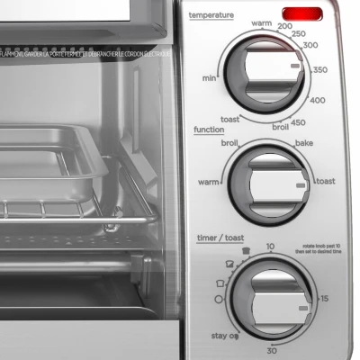 4-Slice Natural Convection Toaster Oven with Even Toasting and Multiple Cooking Functions