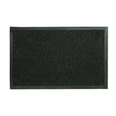 Floor Mat, Dual Rib Black, Indoor/Outdoor, 18 x 28 In.