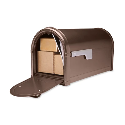 Hillsborough Post Mount Mailbox, Copper Aluminum, 9.6 x 11.1 x 21.3 Inches