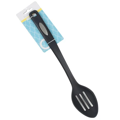 Slotted Spoon, Black Plastic, 13.8-In.
