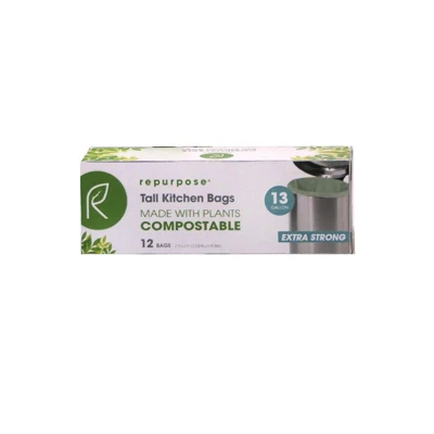 Compostable Tall Kitchen Bags, 13 Gallons, 12-Ct.