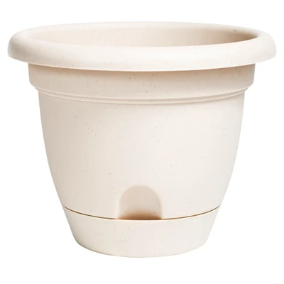 Lucca 16-inch Self-watering Planter With Saucer In Pebble Stone