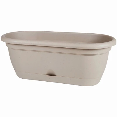 Lucca Self-Watering Window Box Planter, Pebble Stone Plastic, 18 Inches