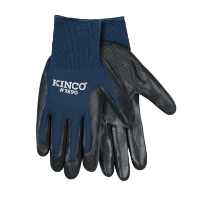 1890-s Nylon Nitrile Coated Gripping Gloves, Small, Navy Blue