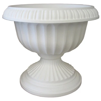 Grecian Urn, Casper White Plastic, 18 In.