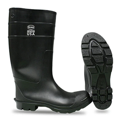 Waterproof Knee Boots, Non Slip Soles, Black PVC, 16-In., Size 9