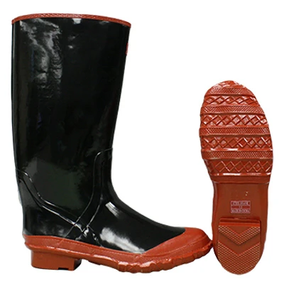 Waterproof Boots, Non Slip Soles, Black Rubber, 15 In., Size 11