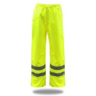 High Visibility Yellow Polyester Rain Pants Large Size Waterproof