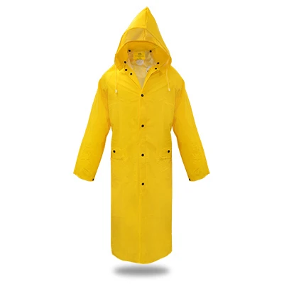 Rain Jacket, Hi-Vis Yellow PVC, Lined, 48 In. Long, XXL