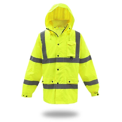 Waterproof Jacket, Hi-Vis Yellow, Lined, XL