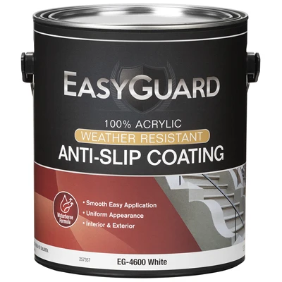 Anti-Slip Floor Coating, White Flat Acrylic, 1 Gallon