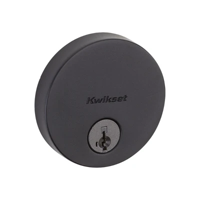 Uptown Round Single-Cylinder Deadbolt Lock, SmartKey Security, Iron Black
