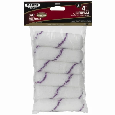 Microfiber Mini Paint Roller Covers, 4 x 3/8 In. Nap, 6-Pk.
