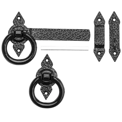 Spear Ring Gate Latch, Black, 6-In.