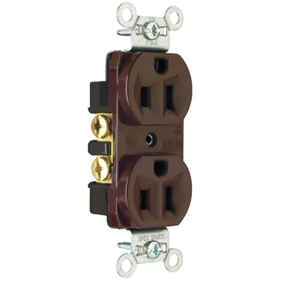 Pass and Seymour Construction Grade Duplex Receptacle Outlet Brown 15 Amp 125 Volt