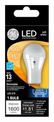 Led Specialty Light Bulb, Soft White, A19 Shape, Gu24 Base, 15 Watt, 1600 Lumens