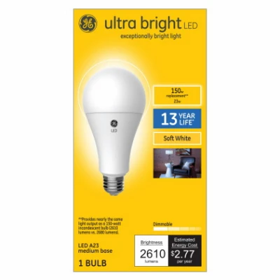 LED Ultra Bright Light Bulb, 23-Watts, Medium Base, Soft White