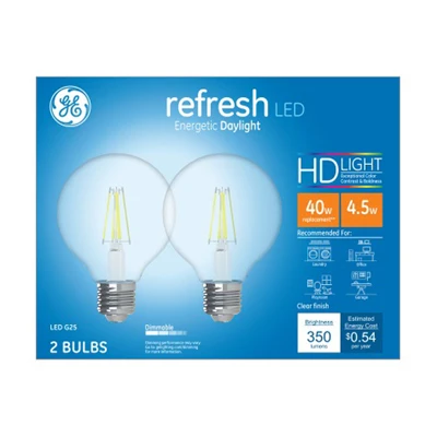 LED Light Bulbs, G25, Clear Daylight, 350 Lumens, 4.5 Watt, 2-Pk.