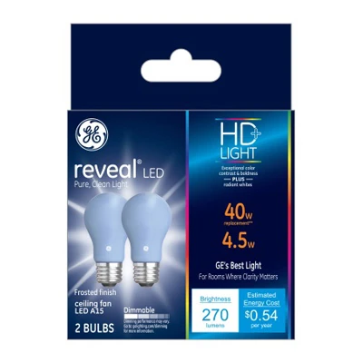 LED Ceiling Fan Light Bulbs, A15, Pure White Frosted, 300 Lumens, 4.5 Watt, 2-Pk.