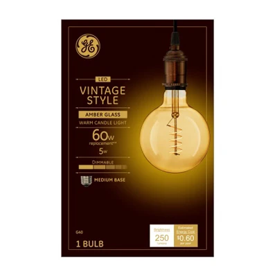 Vintage Led Light Bulb, G40 Shape, Warm White, 250 Lumens, 5 Watt