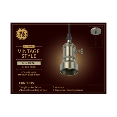 Vintage Style Light Pendant Fixture with Gun Metal Finish