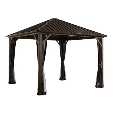 Dakota Gazebo, Brown Aluminum + Netting, 10 x 10 Ft.