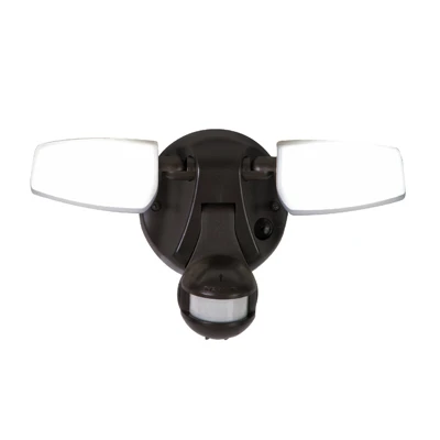 Mst18vcb Led Motion-activated Twin Head Flood Light, 1000 Lumens, Bronze