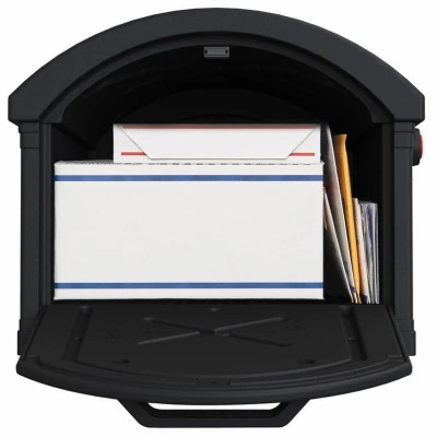 Grand Haven Extra Large Mailbox and Post Cover Combo, Black Plastic