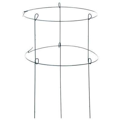 Double Peony Plant Support, 18" X 36" Green Ring, Powder Coated Steel